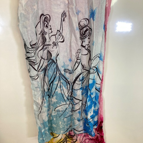 Disney Princess Scarf OS Pink Blue No Tags Belle Snow White Cinderella Ariel - Picture 6 of 11